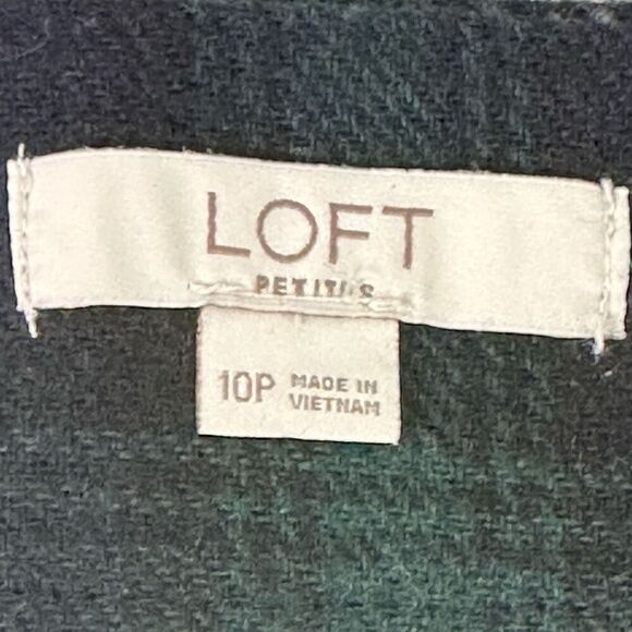 Loft Petite Plaid Button Trim Shift Skirt 10P Green Blue - Picture 6 of 11
